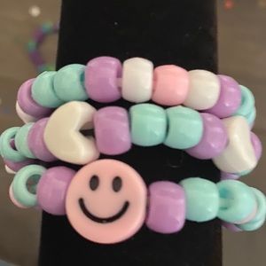 Bracelet set of three, purple themed.